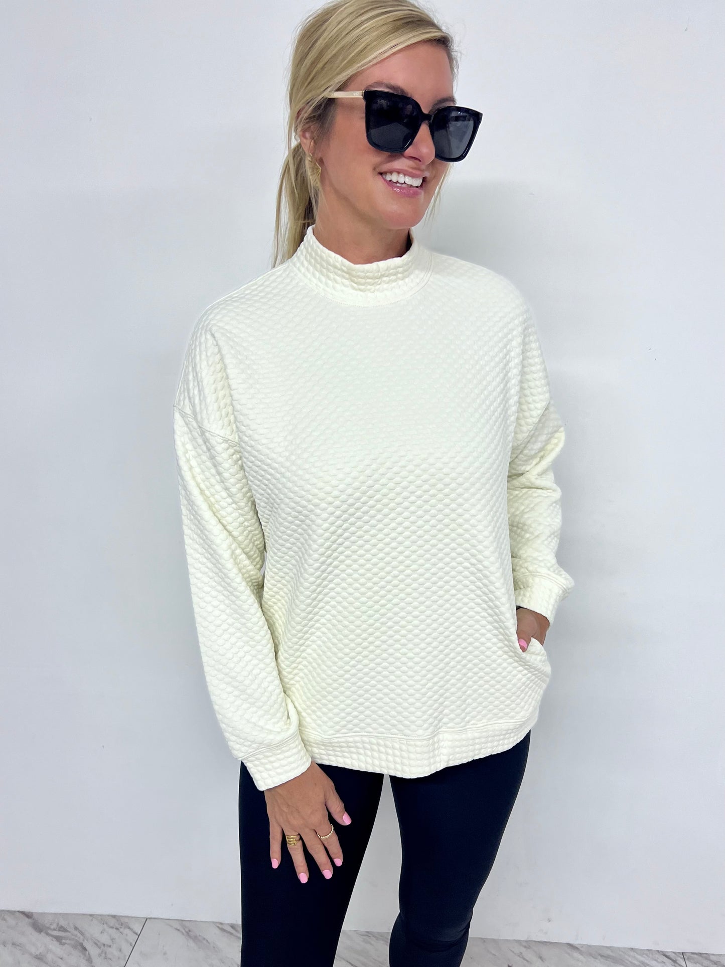 Tessa Textured Mock Neck Top