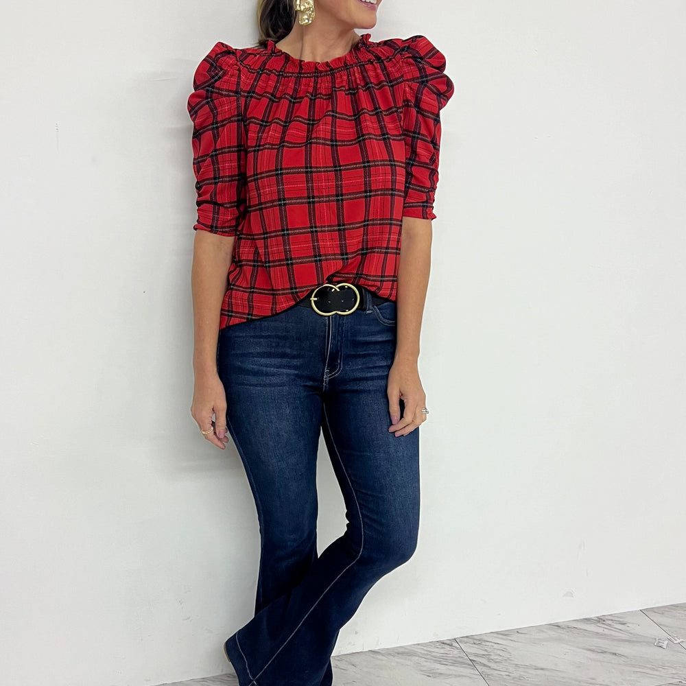 The Holly Plaid Top (red)