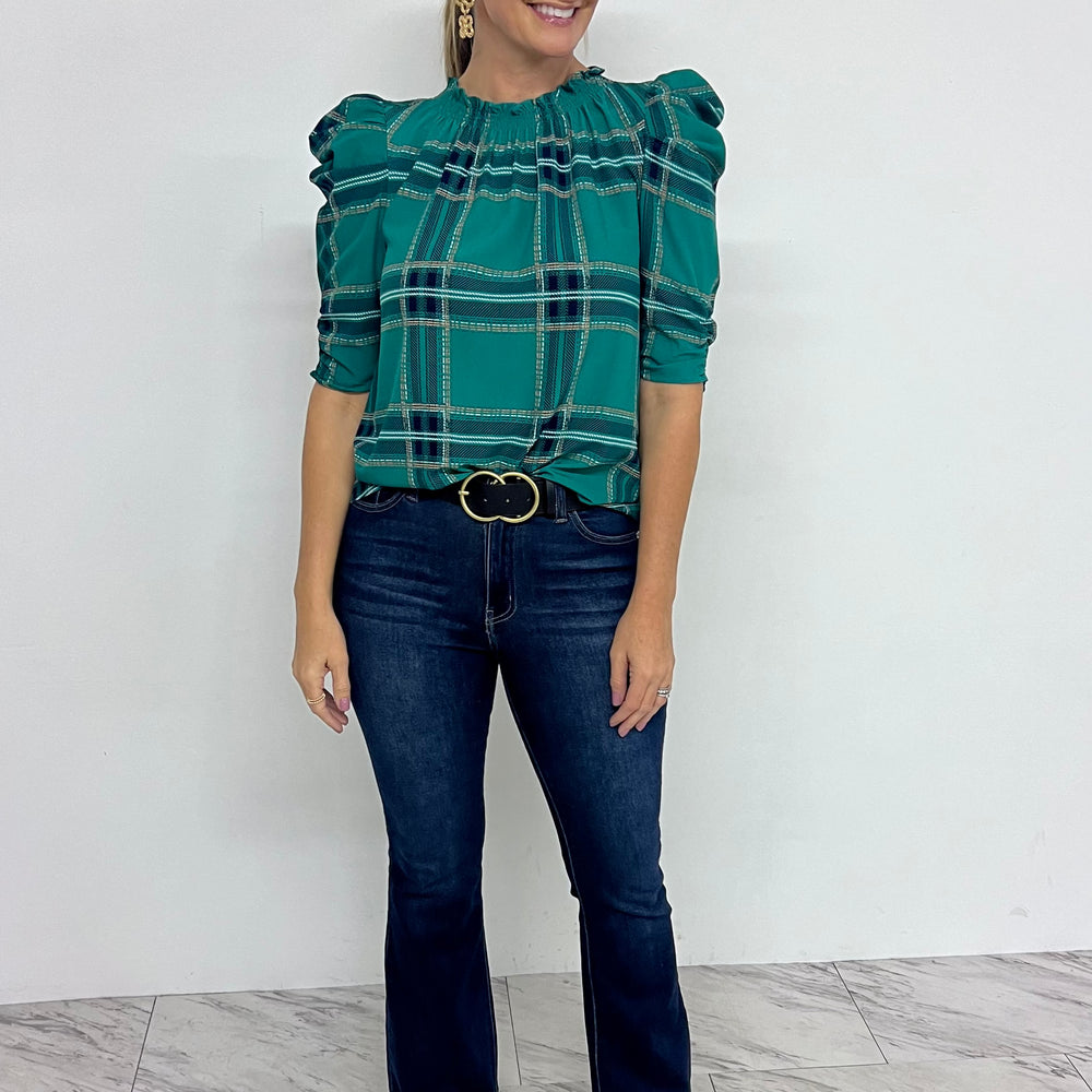 
                  
                    The Holly Plaid Top (green)
                  
                