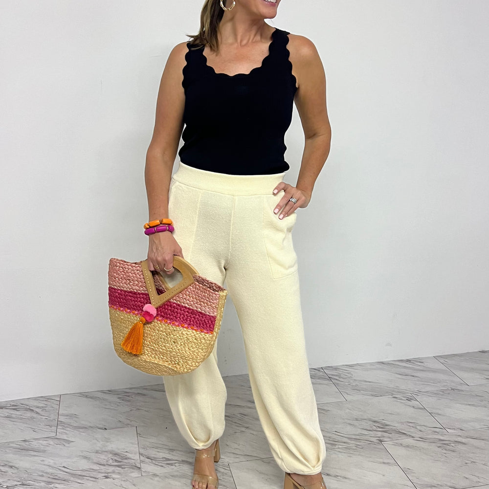 
                  
                    Priscilla Knit Jogger Pants (Creme) - FINAL SALE
                  
                