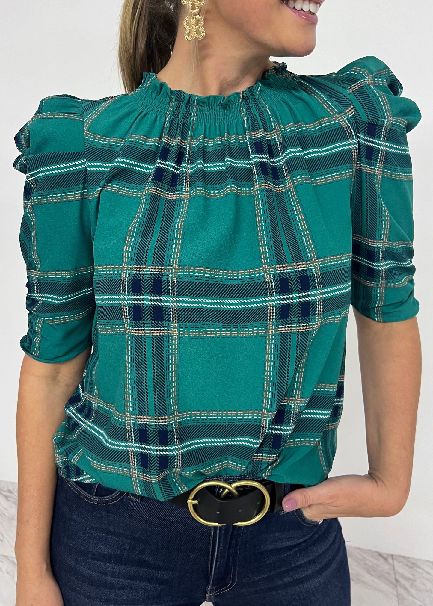 The Holly Plaid Top (green)