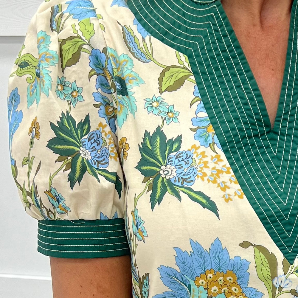 
                  
                    Caroline Print V.Neck Dress (Green)
                  
                