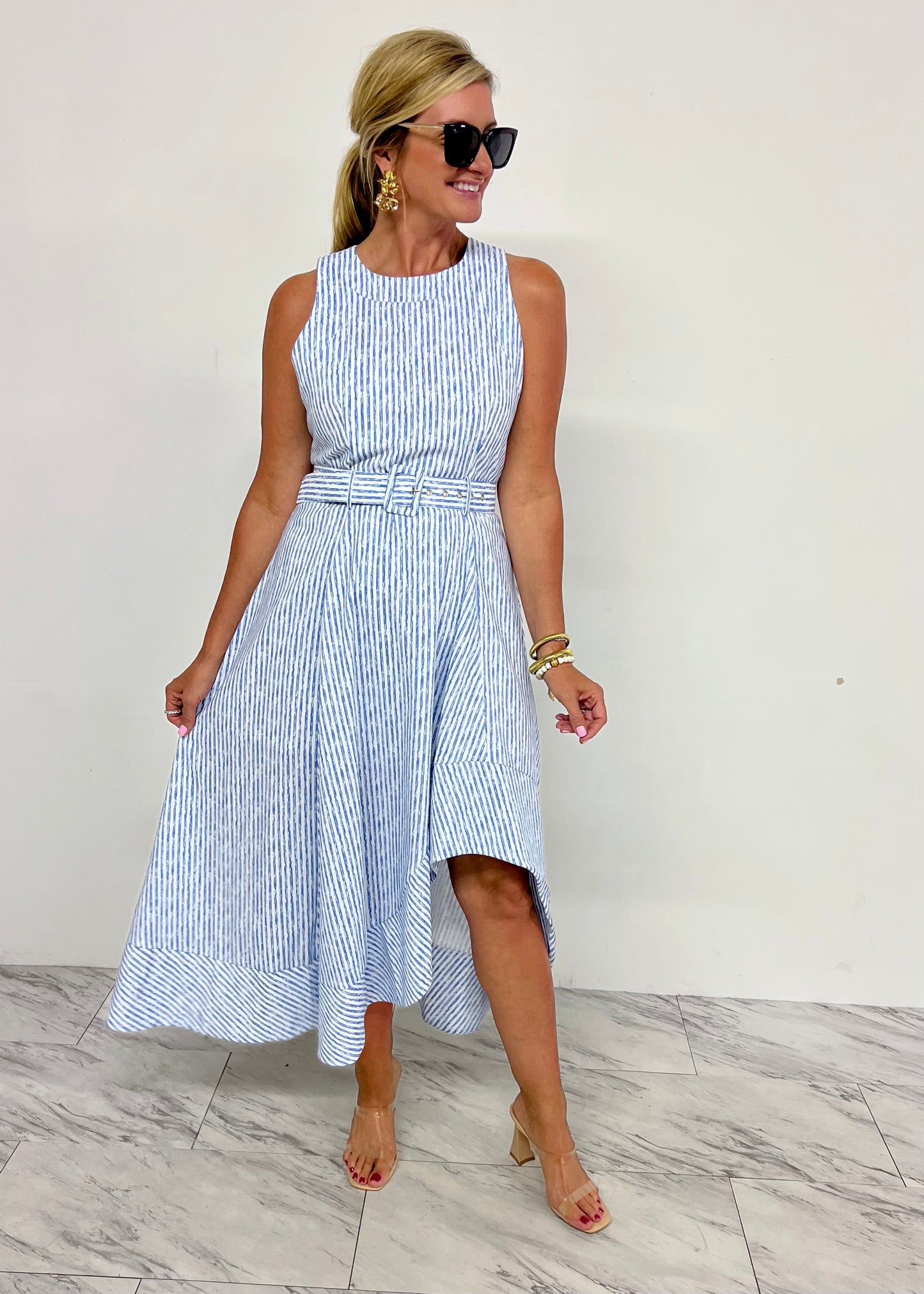 Celebration Stripe + Belted Dress