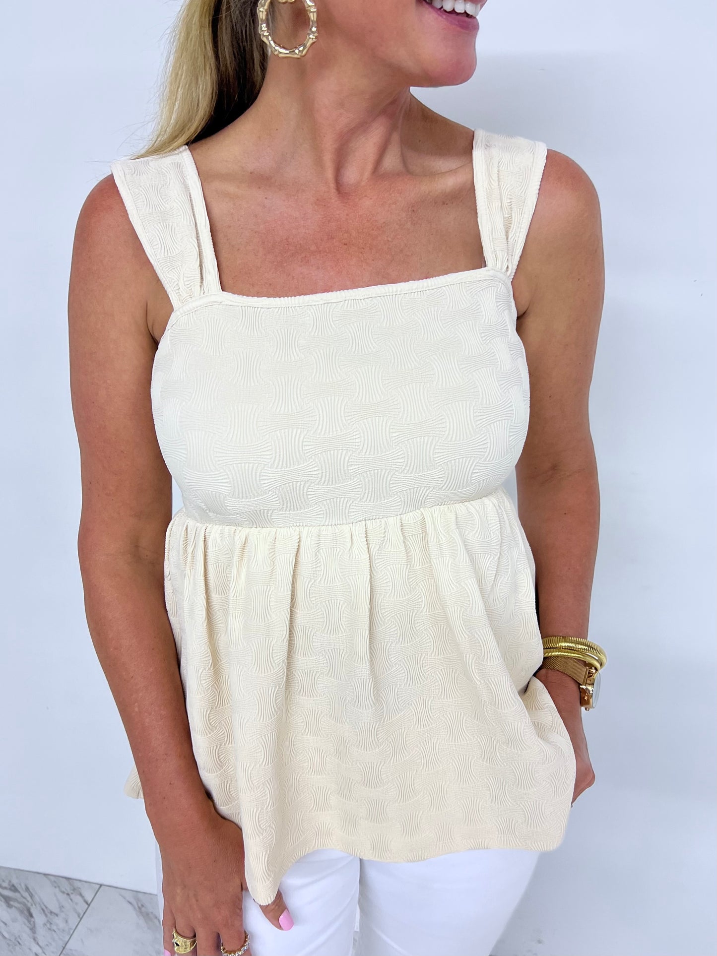 Teely Textured Tank Top (Cream)