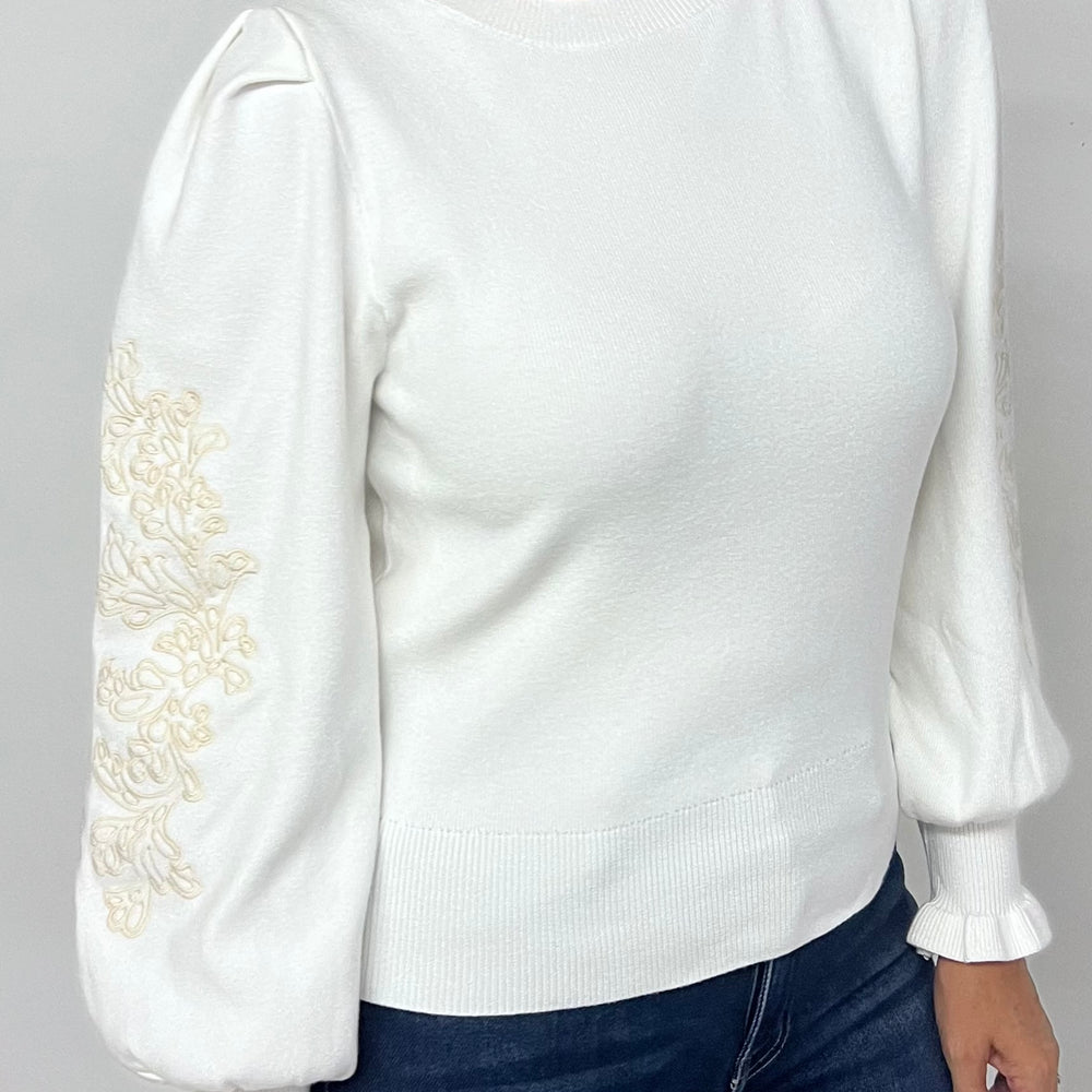 Lottie Ivory Floral Sleeve Sweater