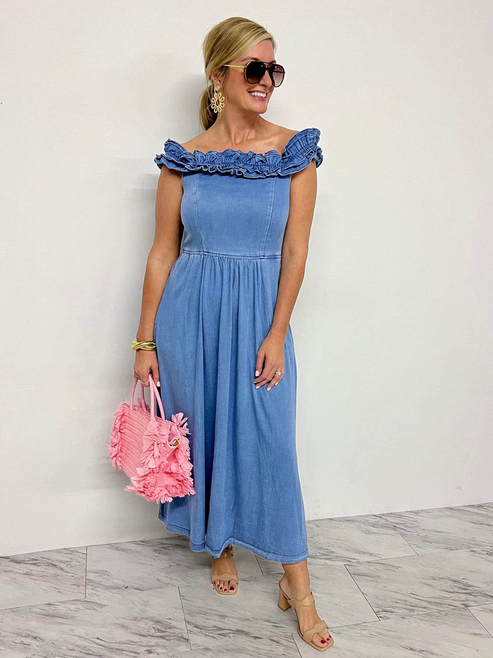 Dallas Denim Ruffle Dress