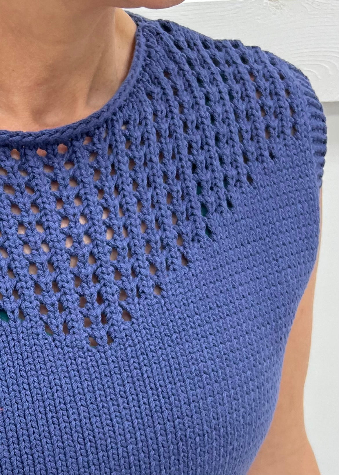 Allie Open Knit Sweater Top (Navy)