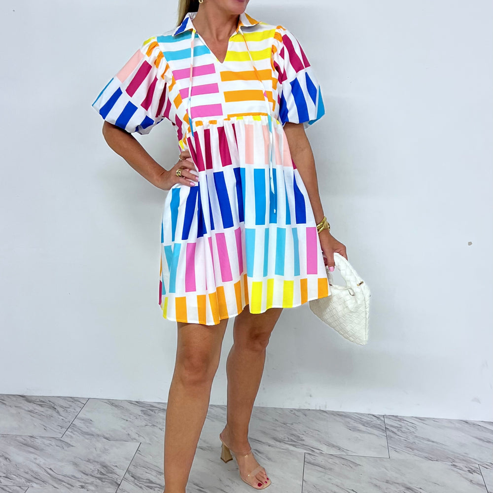 Color Splash Stripe Mix Dress