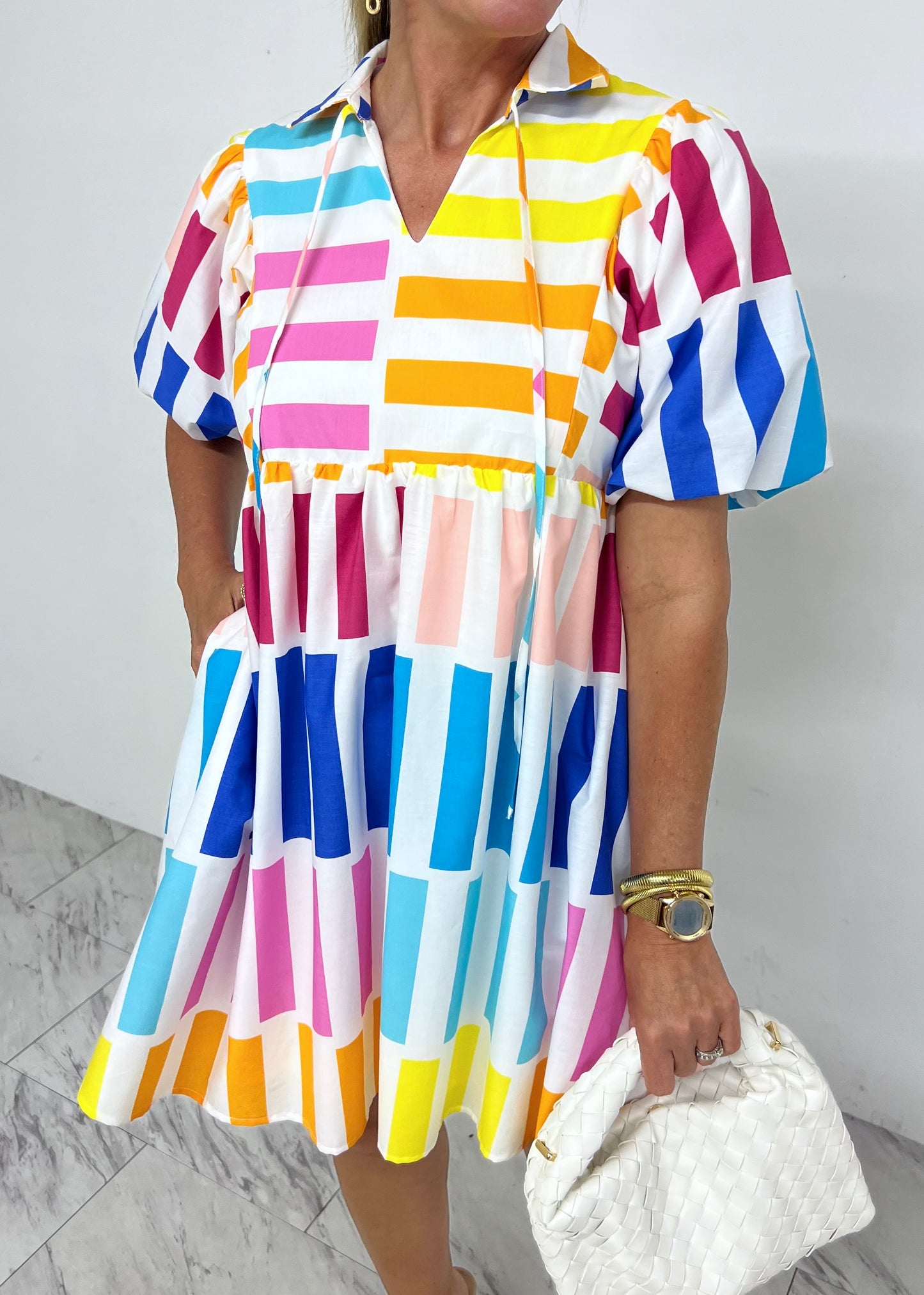 Color Splash Stripe Mix Dress