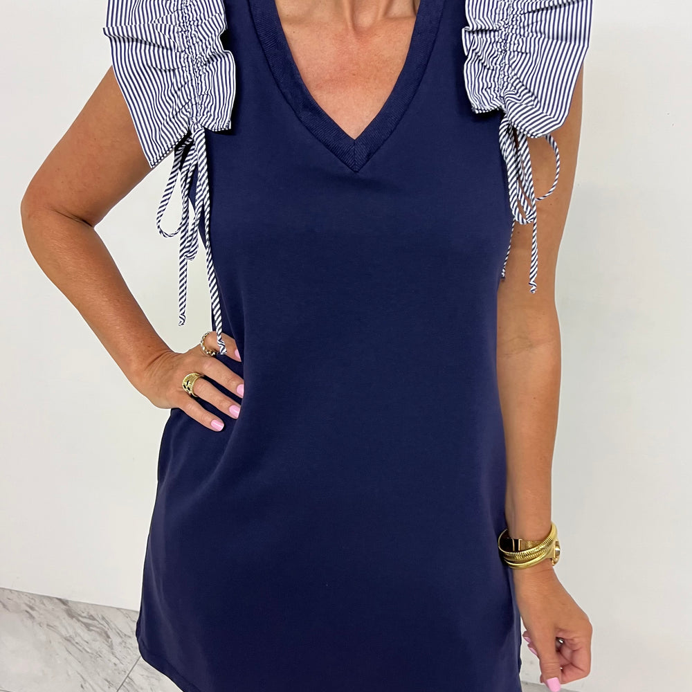 Nola Navy Stripe Detail Dress