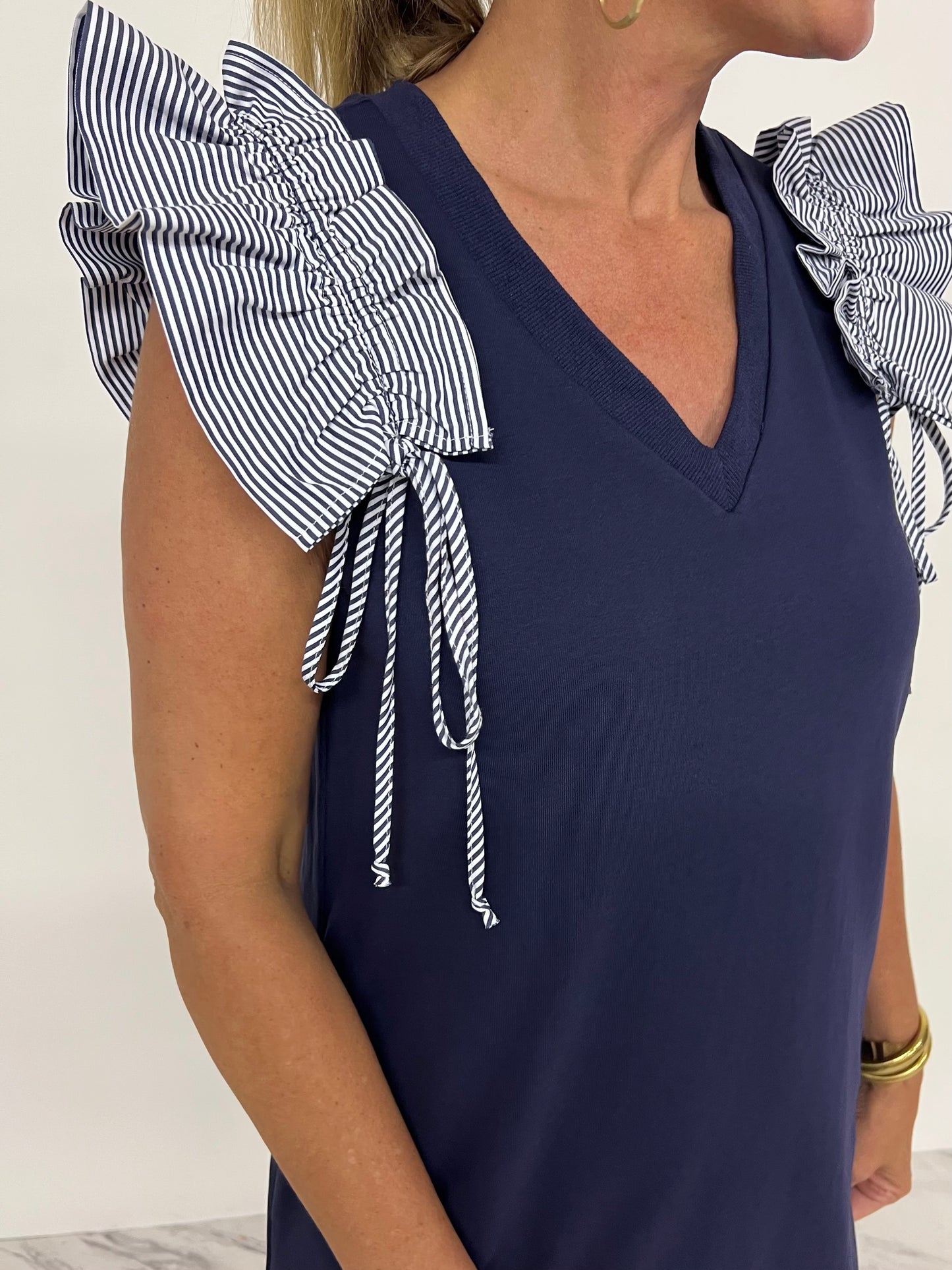 Nola Navy Stripe Detail Dress