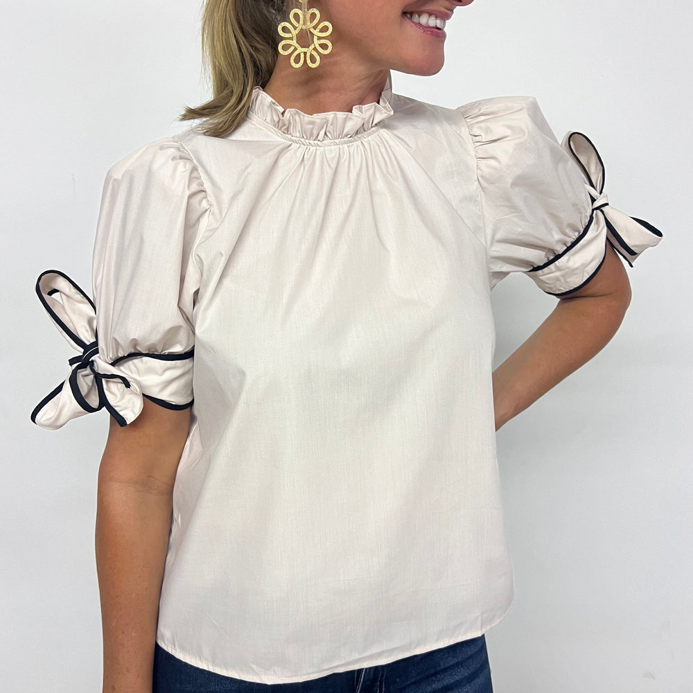 
                  
                    Baylor Taupe Tie Sleeve Top
                  
                