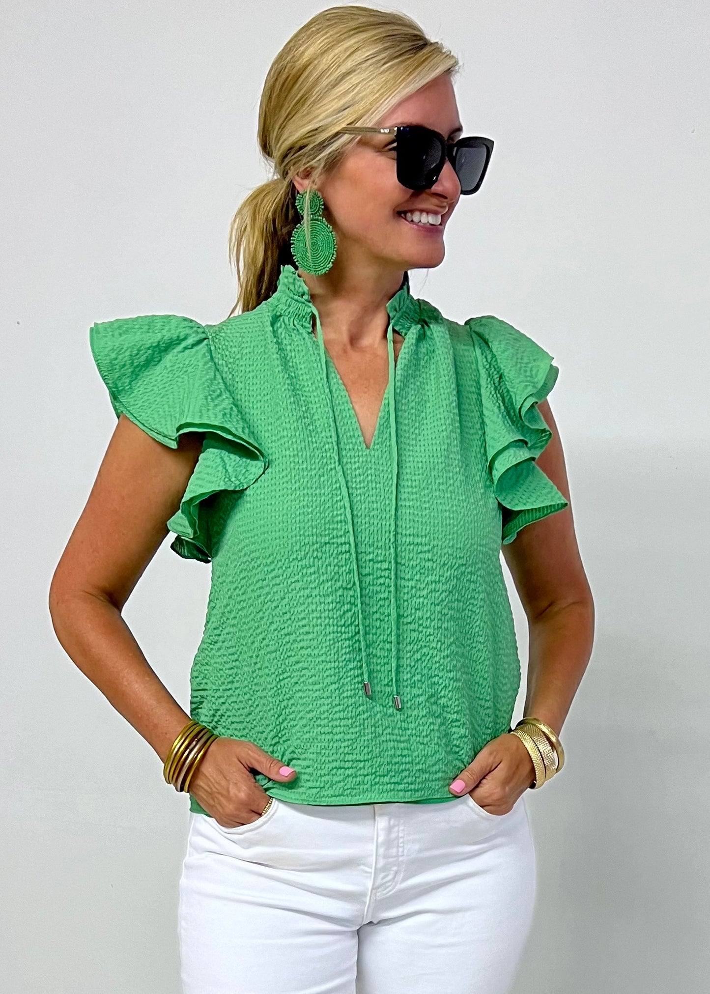 Fiji Green Textured Top