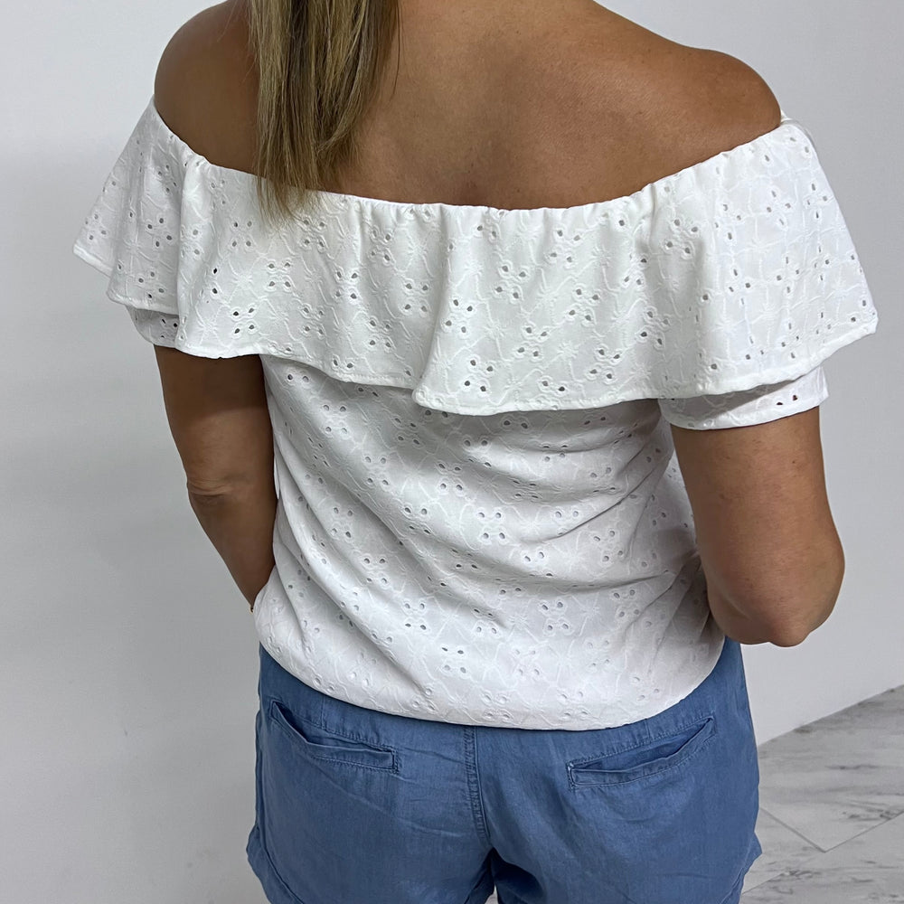 
                      
                        Effie Eyelet Off The Shoulder Top (White)- FINAL SALE
                      
                    