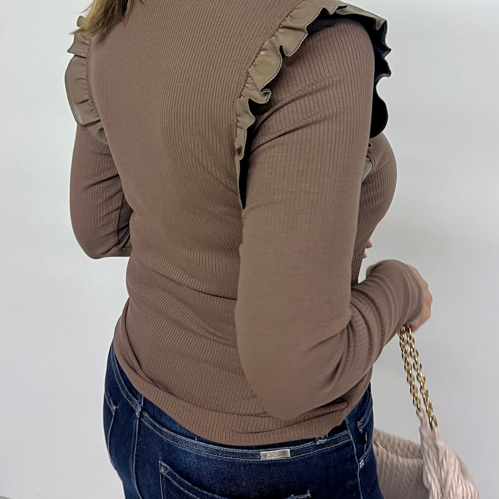 
                  
                    Kaia Leather Detail Top (Mocha)
                  
                