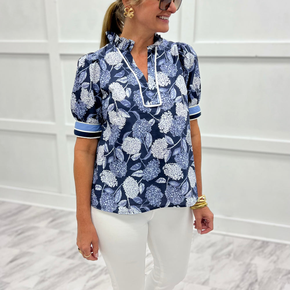 Noah Navy Flower Top