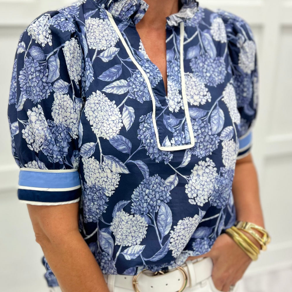 Noah Navy Flower Top