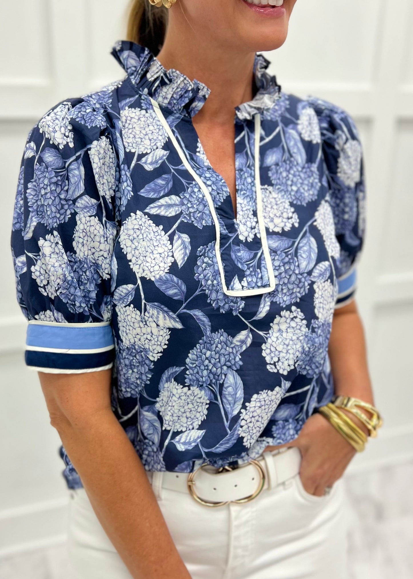 Noah Navy Flower Top
