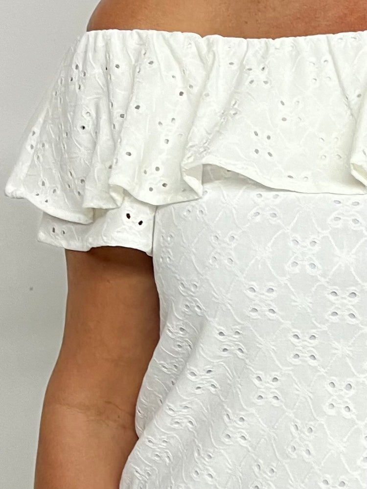 
                      
                        Effie Eyelet Off The Shoulder Top (White)- FINAL SALE
                      
                    