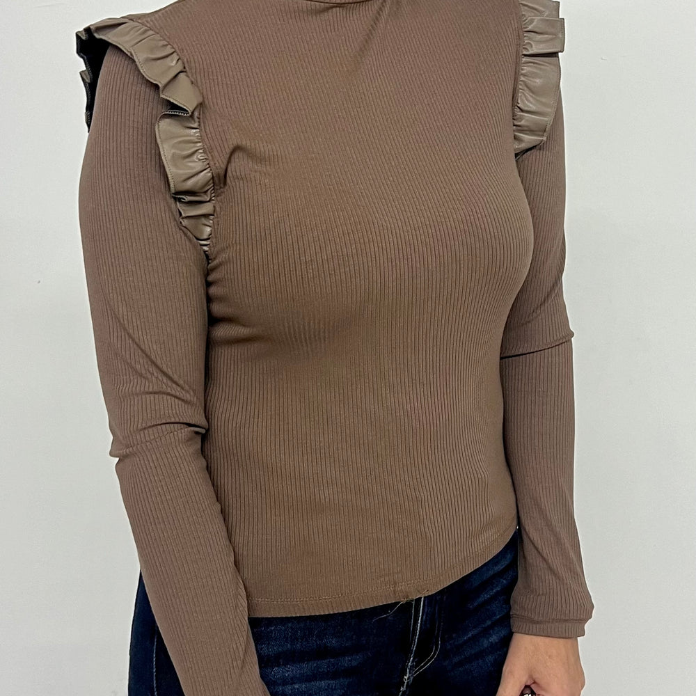 
                  
                    Kaia Leather Detail Top (Mocha)
                  
                