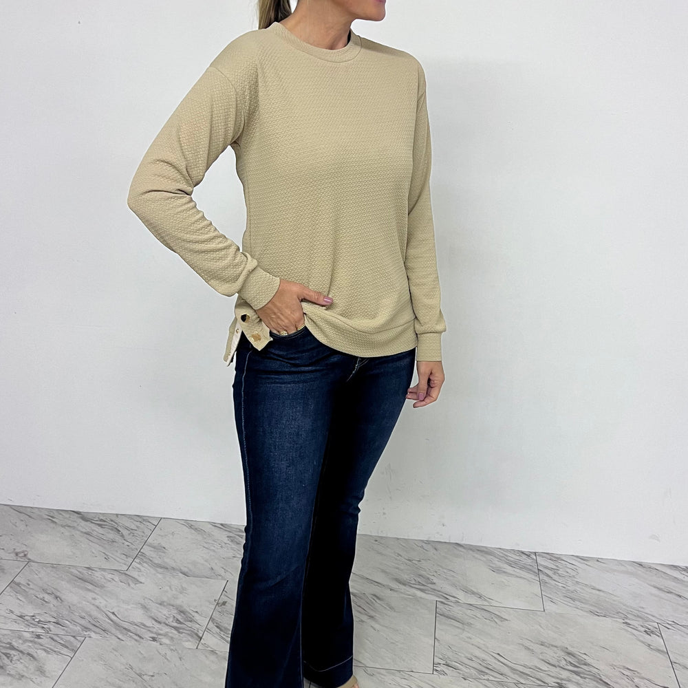 
                  
                    Georgia Gold Button Top (Taupe)
                  
                