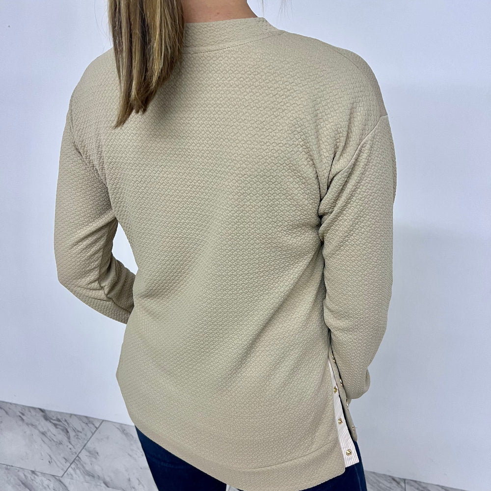 
                  
                    Georgia Gold Button Top (Taupe)
                  
                