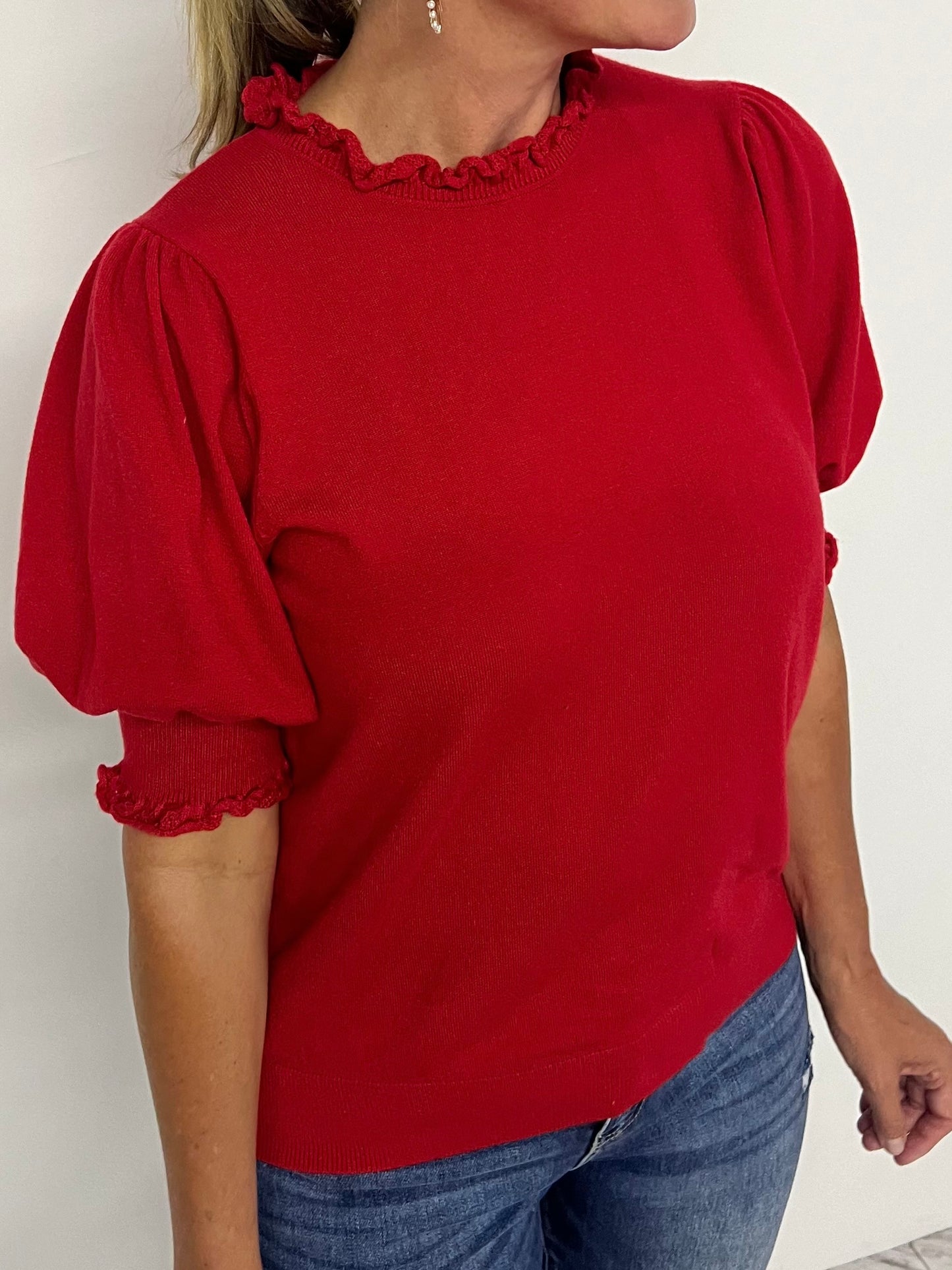 Fate Short Sleeve Sweater (Red)