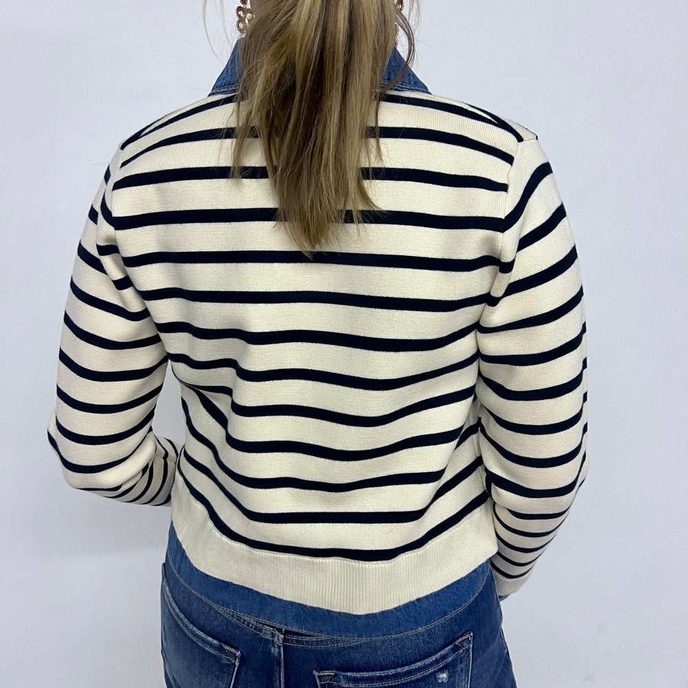 
                  
                    Loren Stripe + Denim Cardigan
                  
                