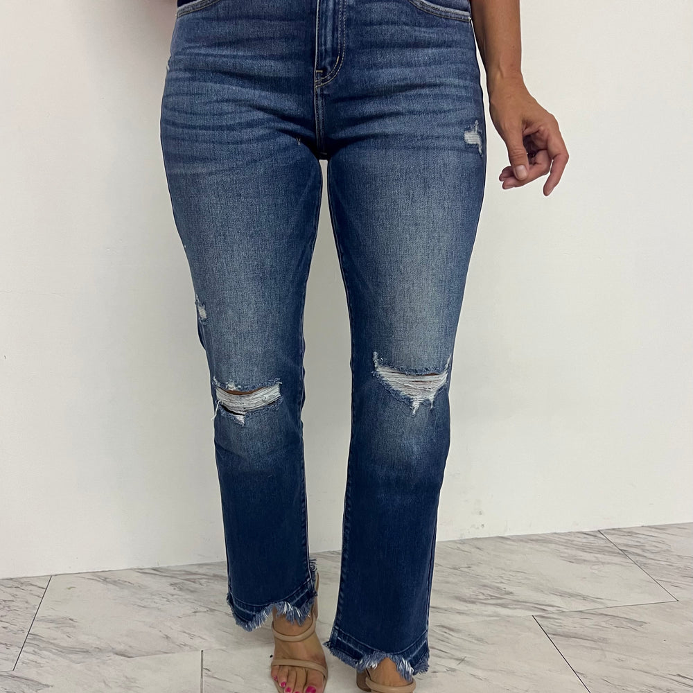 
                  
                    Serena Slim + Straight Distressed Denim
                  
                