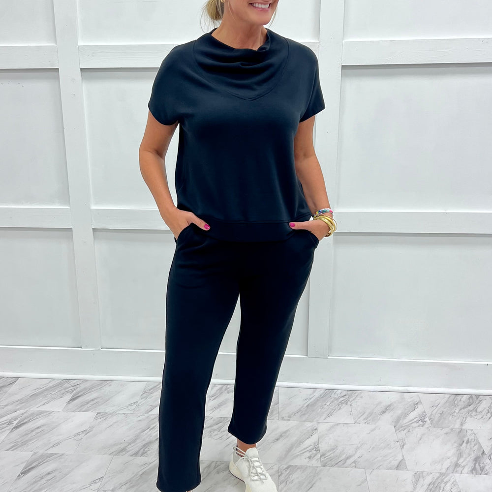 Campbell Cowl Neck Top (Black)