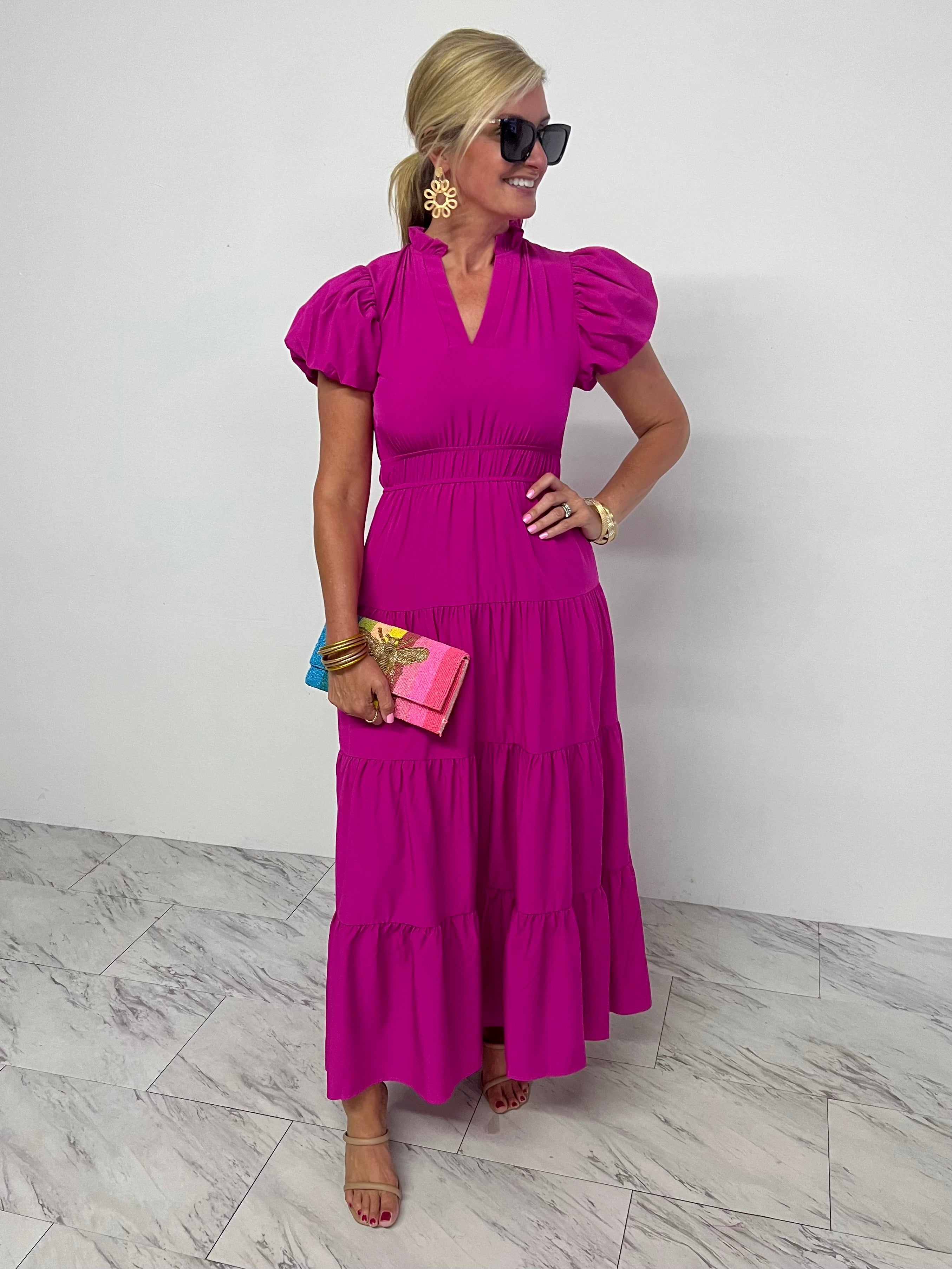 Meridian Magenta Maxi Dress FINAL SALE shop chartreuse