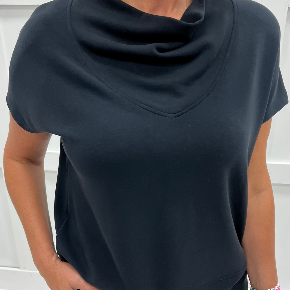 Campbell Cowl Neck Top (Black)