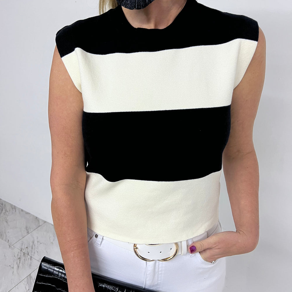 
                  
                    The Emilie Stripe Top (Black)
                  
                