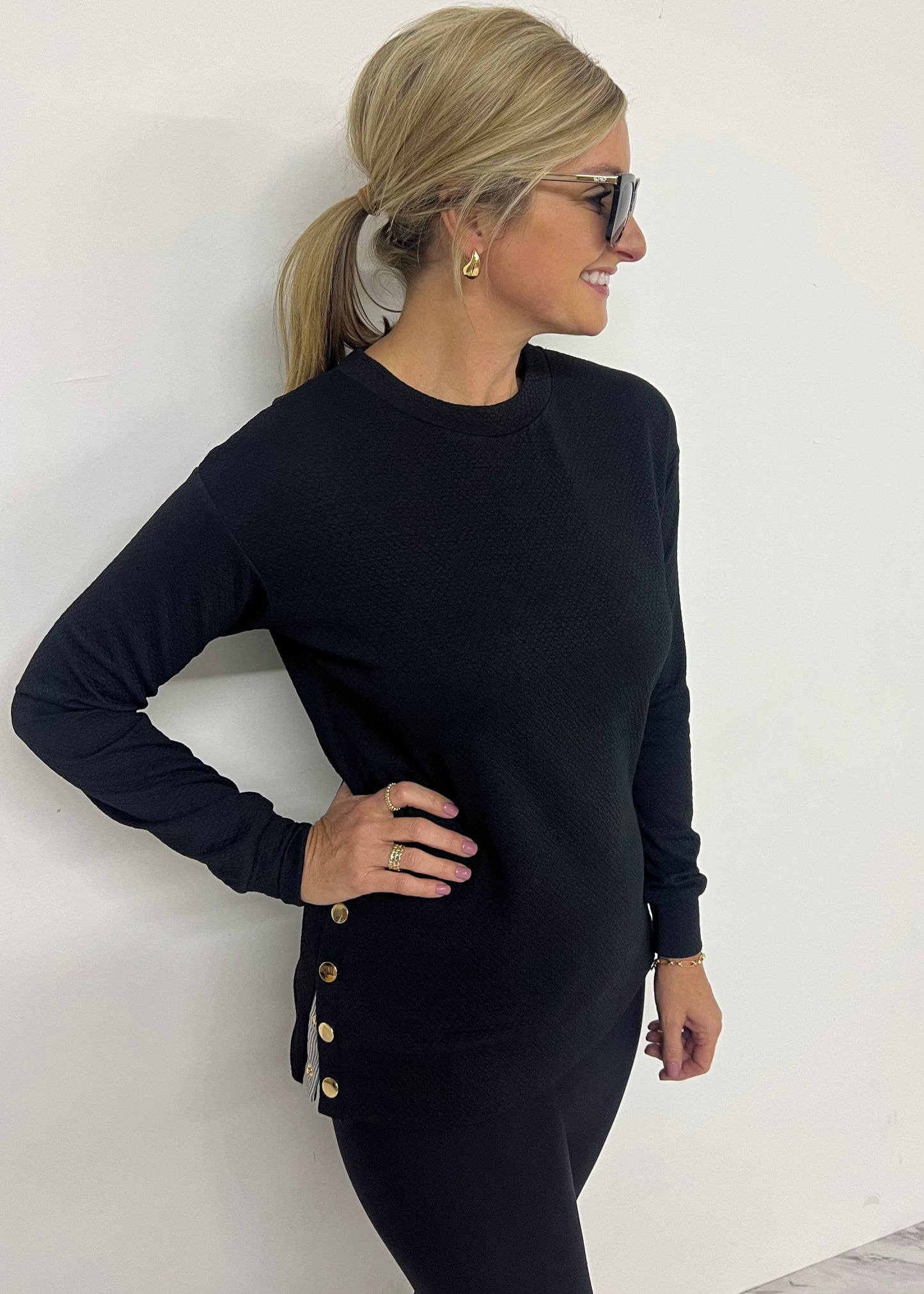 Georgia Gold Button Top (Black)