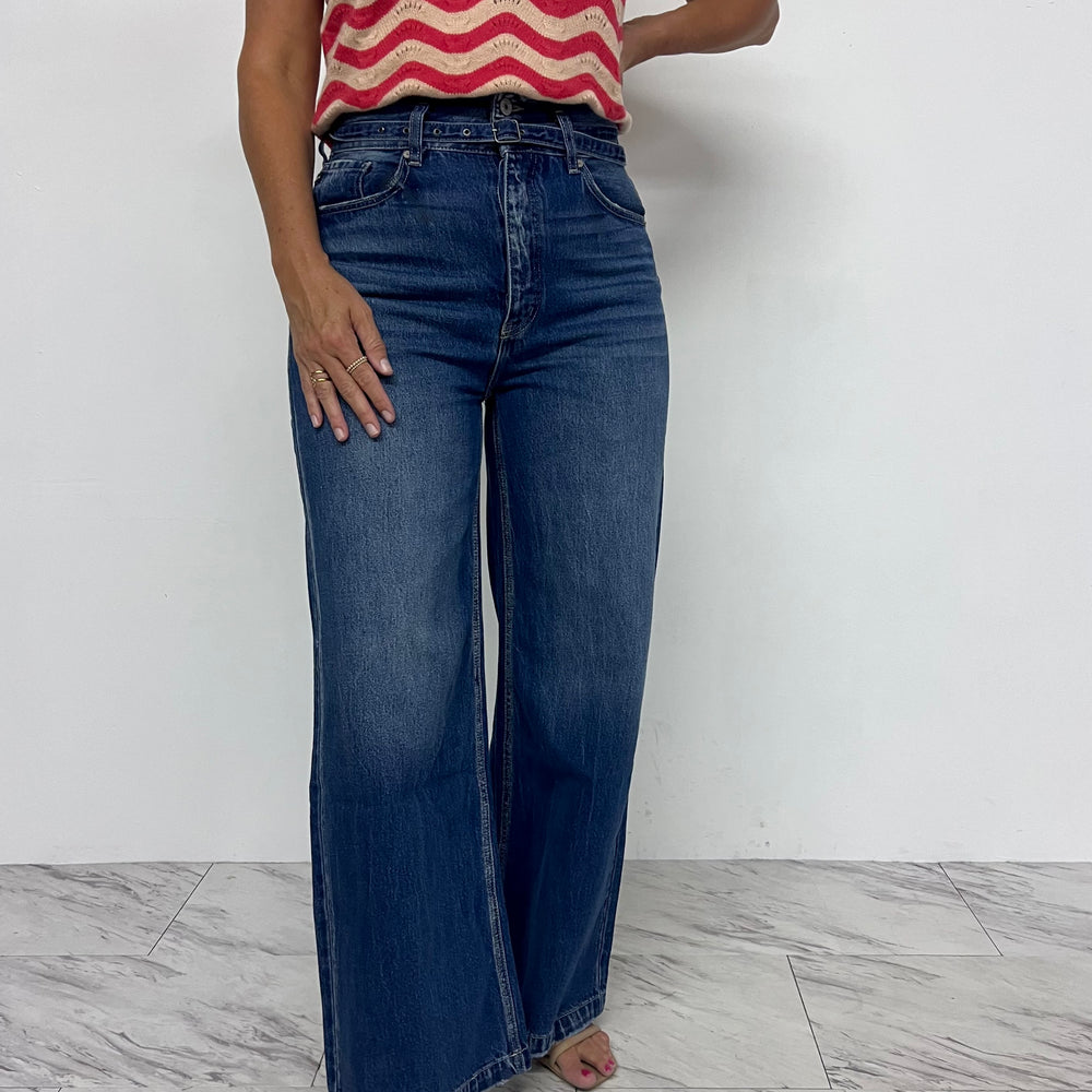 Delaney Wide Leg Belted Denim