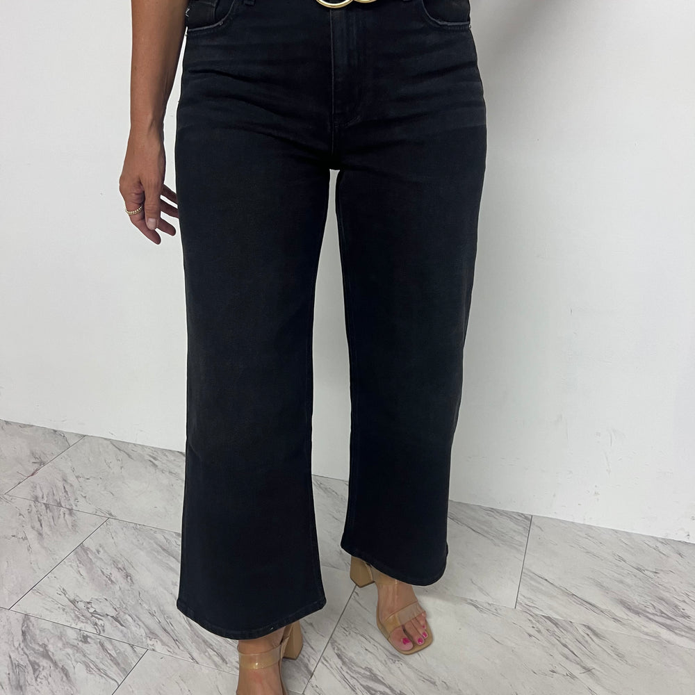 Bellamy Black Cropped Wide Leg Denim