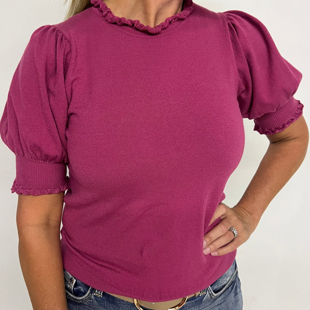 
                  
                    Fate Short Sleeve Sweater (Dark Magenta)-FINAL SALE
                  
                