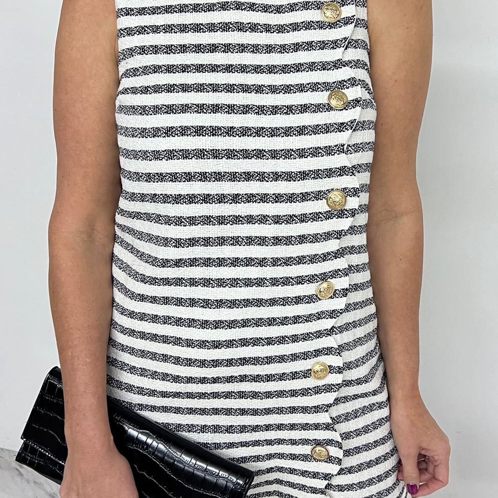 
                  
                    Avenue Stripe Gold Button Dress
                  
                