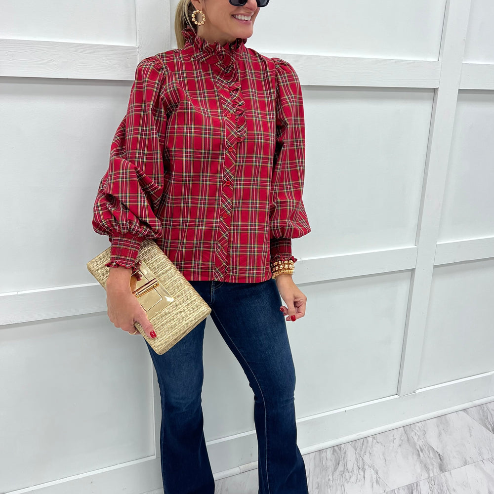 
                  
                    Holiday Classic Button Front Top (Red)
                  
                