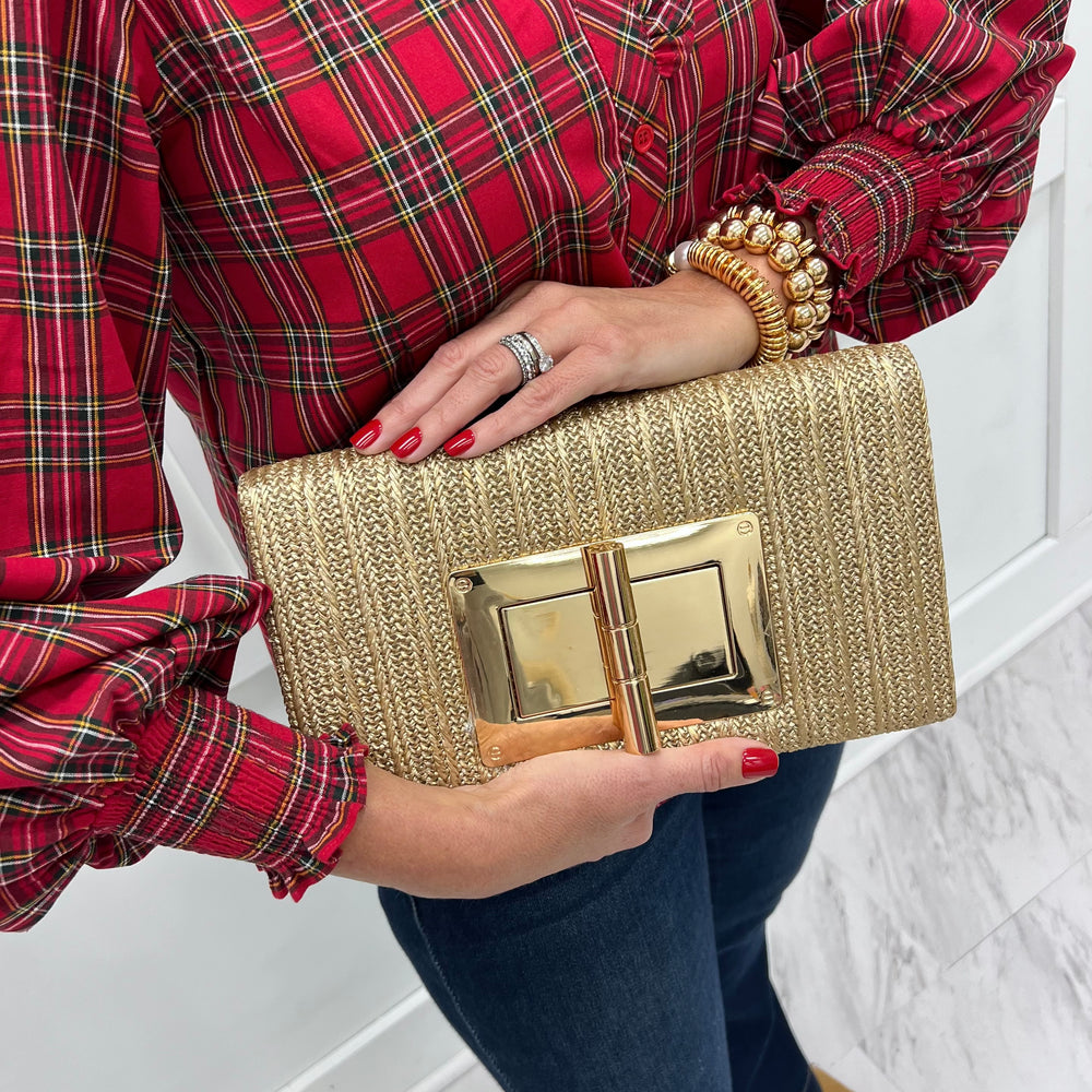 Lillian Lock Gold Clutch