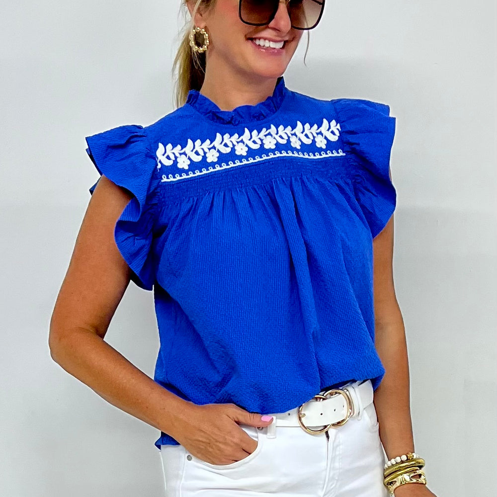 
                  
                    Lilly Blue Embroidered Top
                  
                