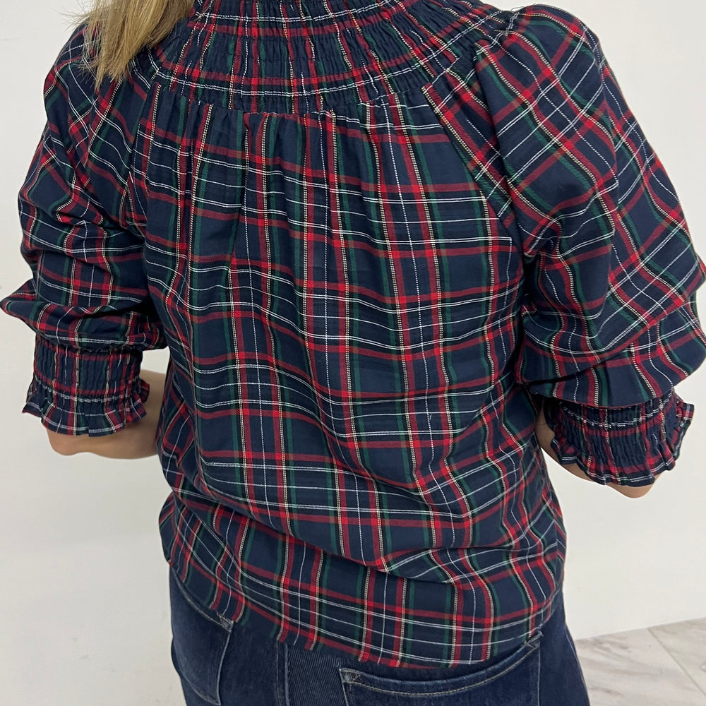 
                  
                    Deck The Halls Smocked Plaid Top (Navy Mix)-FINAL SALE
                  
                