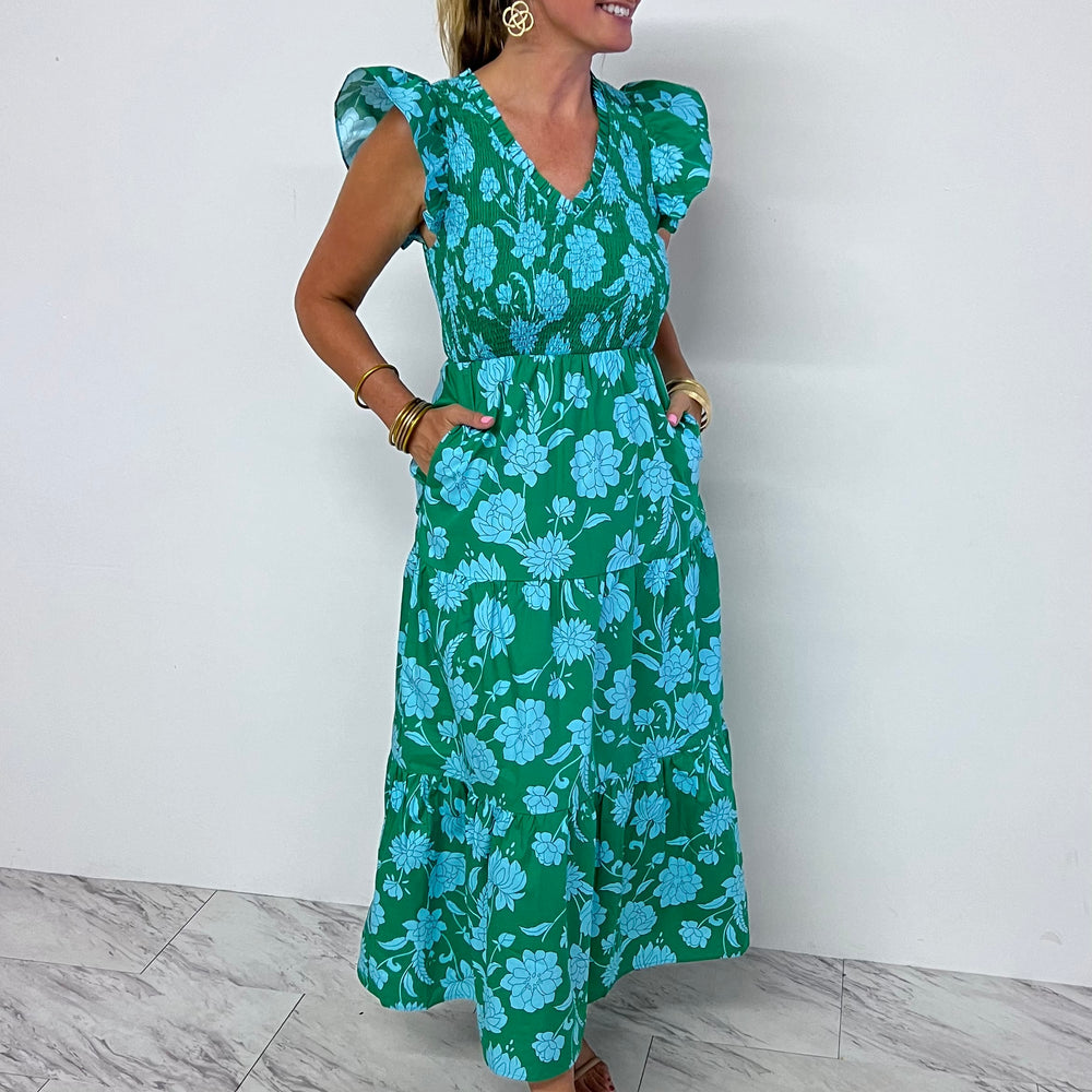 Liliana Print Smocked Maxi Dress-FINAL SALE