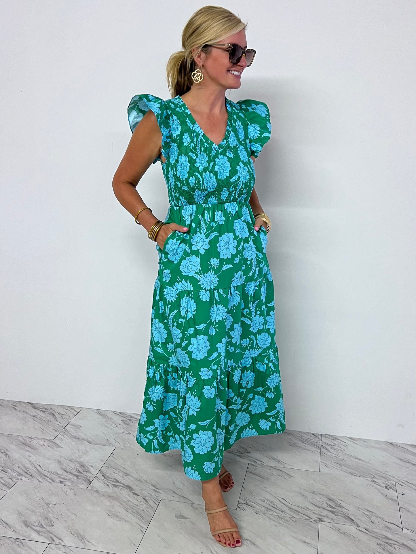 Liliana Print Smocked Maxi Dress-FINAL SALE