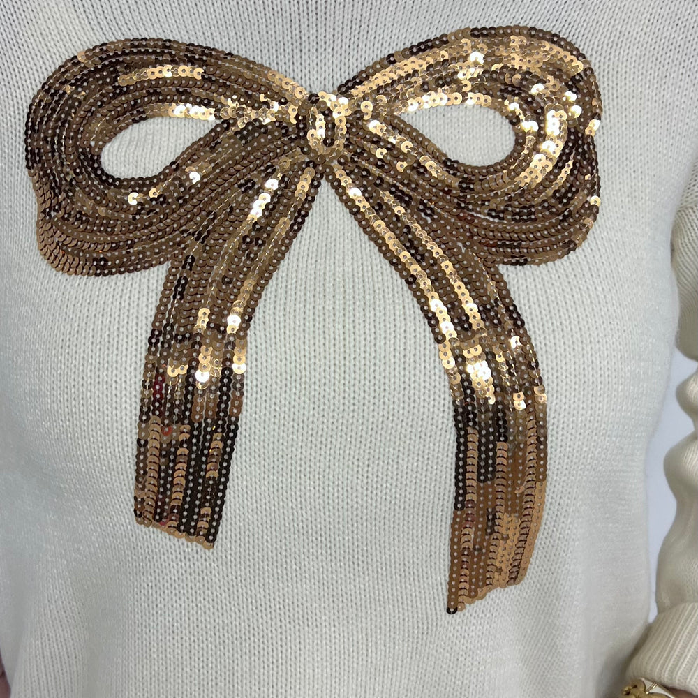 My Only Wish Sequin Bow Sweater