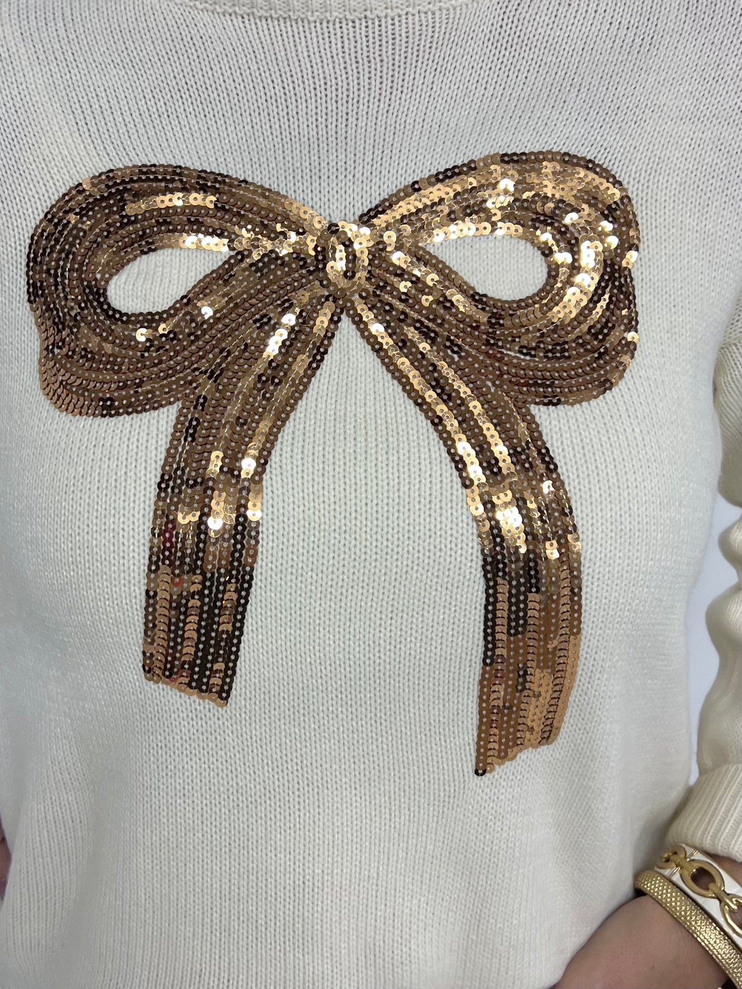 My Only Wish Sequin Bow Sweater