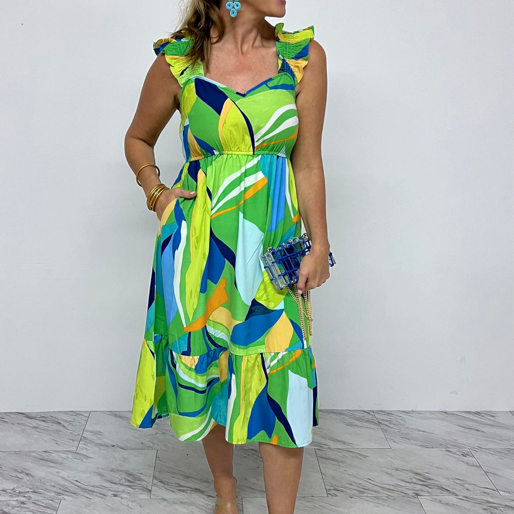 
                  
                    Tiki Green Print Sweetheart Dress- FINAL SALE
                  
                