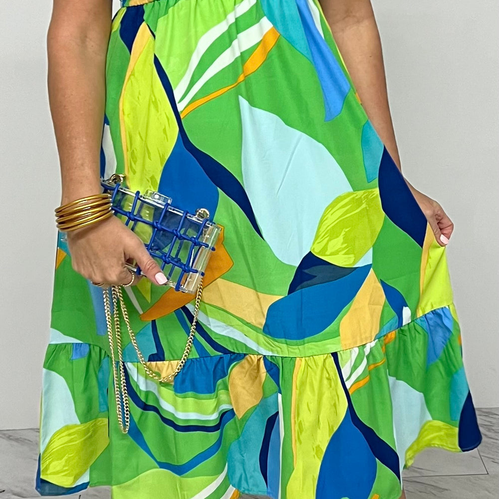 
                  
                    Tiki Green Print Sweetheart Dress- FINAL SALE
                  
                