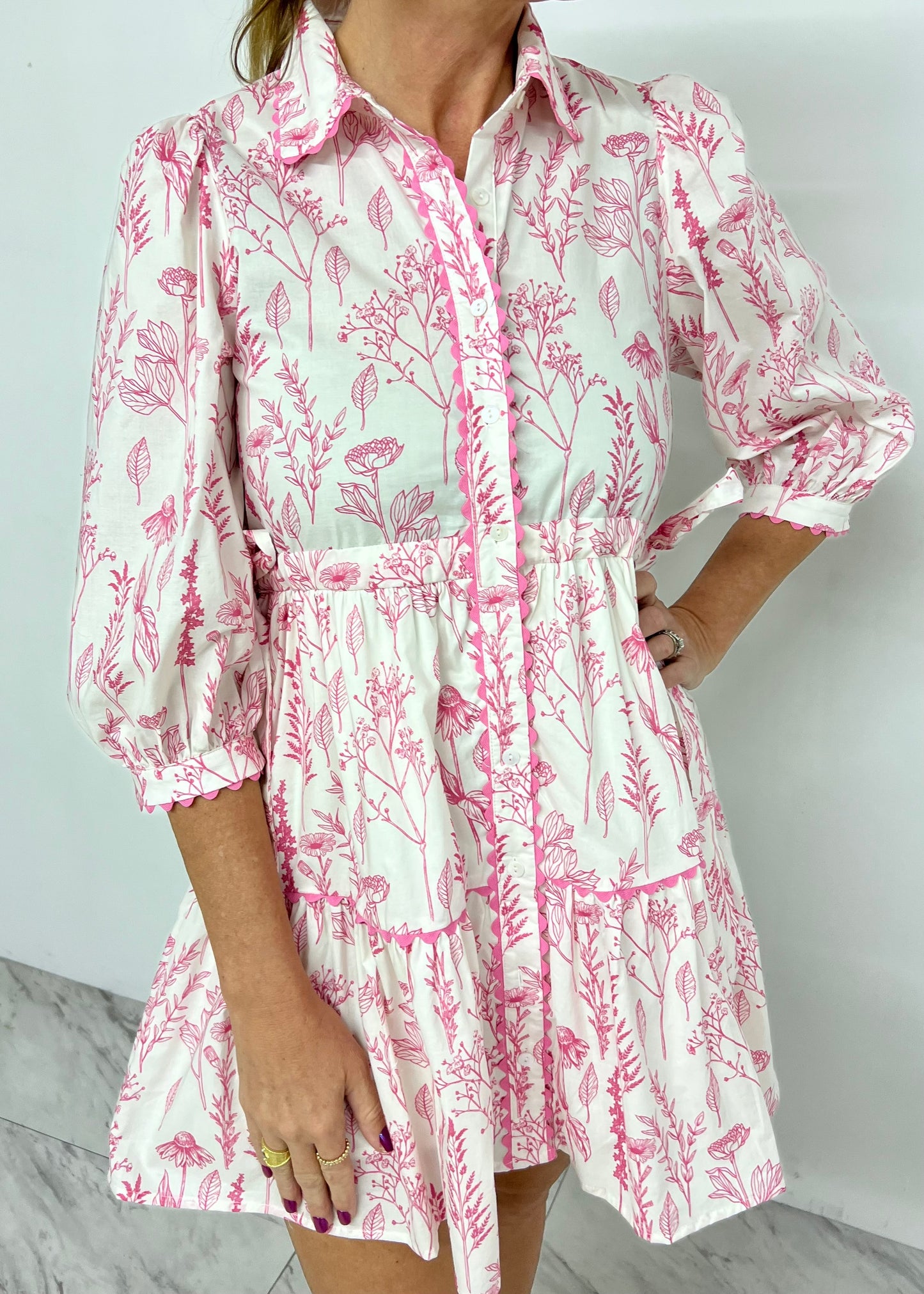 Everly Pink Print Dress