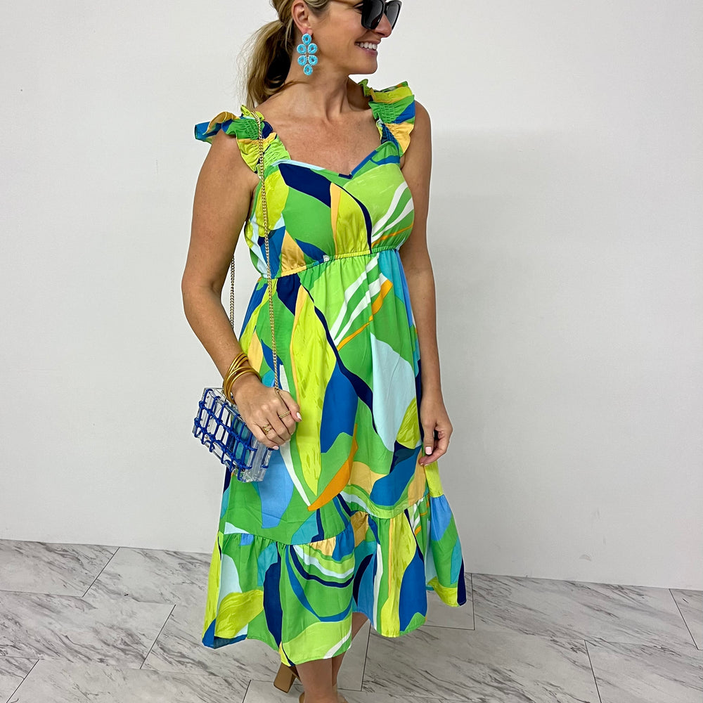 
                  
                    Tiki Green Print Sweetheart Dress- FINAL SALE
                  
                